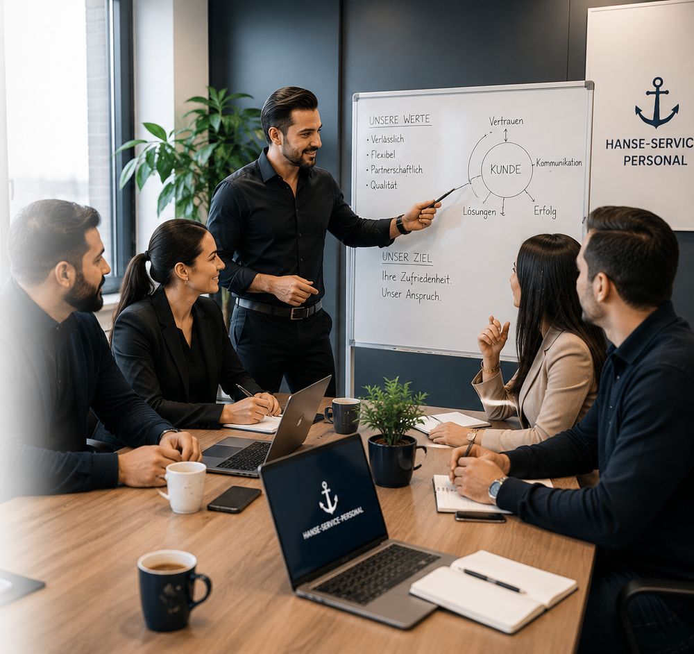 Team der Hanse Service Personal im Besprechungsraum – gemeinsam und verlässlich für Ihren Erfolg